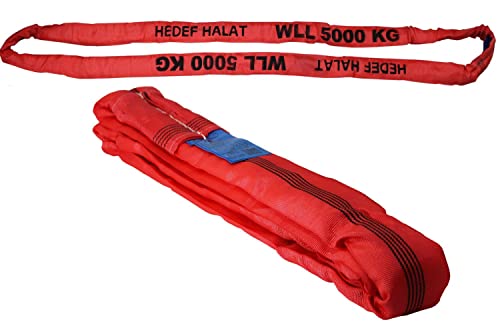 Rundschlinge 5000kg Tragkraft, 20m Umfang, endlos mit Polyesterkern, Hebegurt Hebeband, Rot