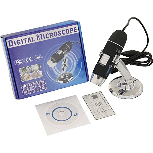 Zoomion USB Mikroskop Micron 50x-500x für Kinder ab 10 Jahre und Erwachsene - digitales Video Handmikroskop mit LED Licht für Vergrößerung am PC