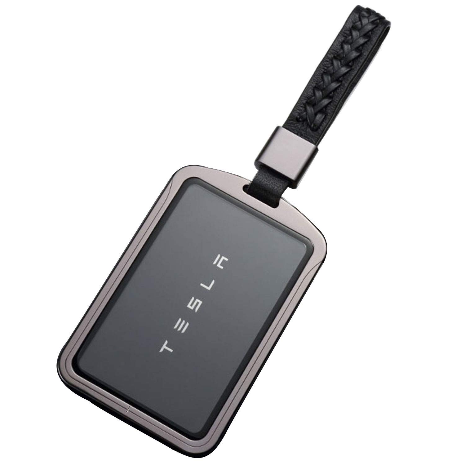 Kwak's Kartenhalter Kompatibel für Tesla Modell 3 Aluminiumlegierung Schlüsselabdeckung Gehärtetes Glasabdeckung All-Inclusive Kartenschutz(2#Grey)