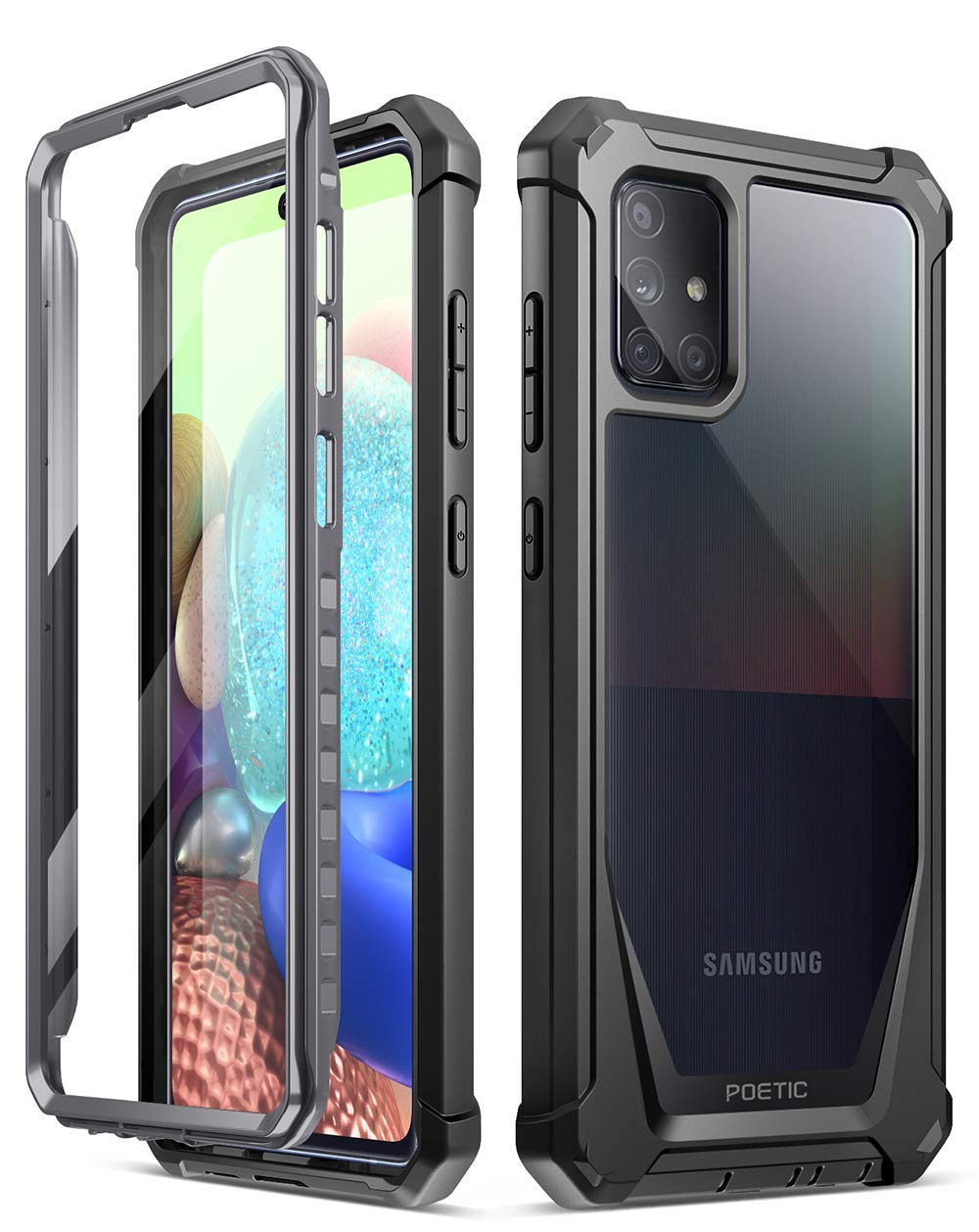 POETIC Guardian-Serie für Samsung Galaxy A71 5G hülle, [Nicht passend für A51 5G UW Verizon] Ganzkörper-Hybrid-Stoßdämpferabdeckung mit integriertem Displayschutz, schwarz/klar