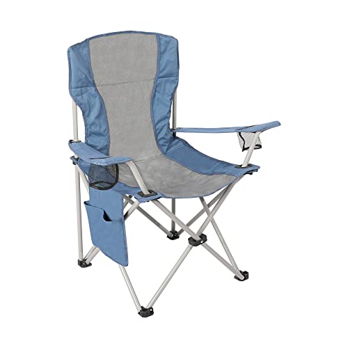 Homecall Camping-Klappstuhl mit Seitentasche - (Grau/Blau)