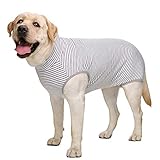 Hundeanzug mit Reißverschluss, gestreiftes Hemd, Baumwolle, für große Hunde (Nr. 32, graues Streifen)