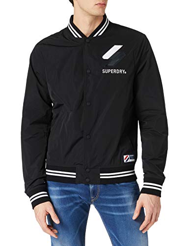 Superdry Mens Nylon Varsity Jacket, Black, L