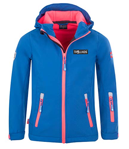 Trollkids Mädchen Softshell Jacke Oslofjord, Mitternachtsblau/Coral, Größe 164