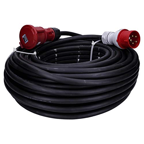 Voxura CEE-Kabel Verlängerungskabel Starkstromkabel 5-polig 400V H07RN 5G 6 32/5 32A IP44 Phasenwender Starkstrom 50m