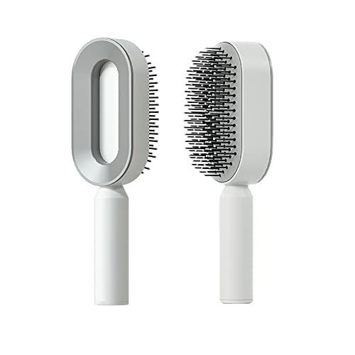 3D Luftkissen-MassagebüRste, Neue selbstreinigende Haarbürste, Anti-Tangling-Antistatik-Bürste, für alle Haartypen Geeignet (White)