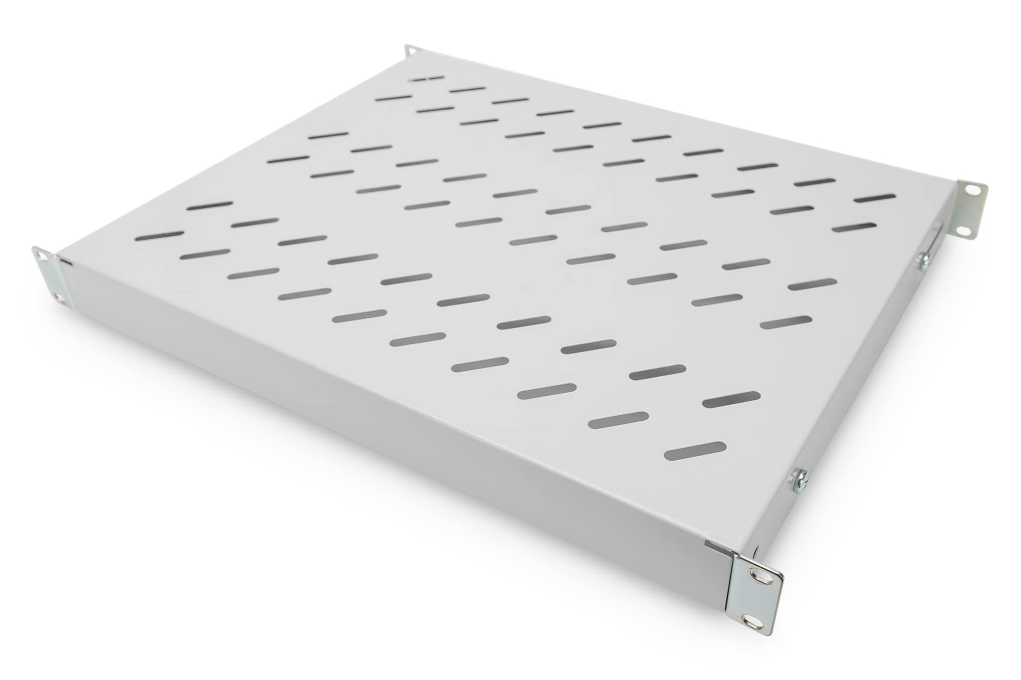 DIGITUS Professional DN-97644 - Fachboden mit variabler Tiefe zum Festeinbau in 19" Schränke - Traglast 50 kg - ab 600 mm Schranktiefe - 1HE - Farbe grau