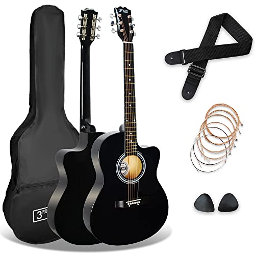 3rd Avenue STX10CABKPK Cutaway Acoustic Guitar Pack - Schwarz