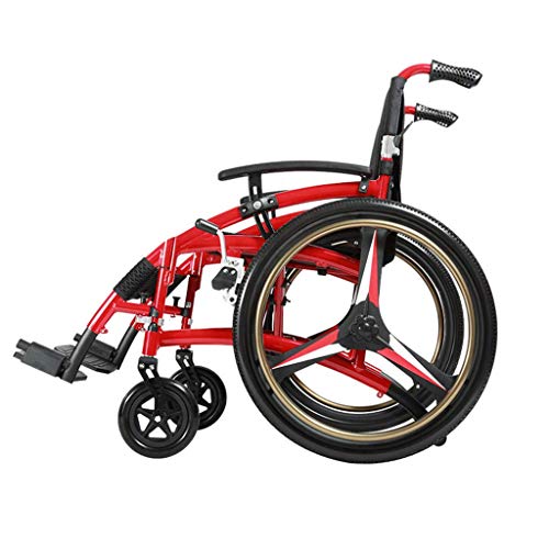 AOLI Freizeit Sport Rollstuhl, leichte, tragbare Travel faltbaren Rollstuhl, Ältere Behinderte Rollstuhl, Aluminiumlegierung Rollstuhl für ältere Menschen, Behinderte Folding Trolley, Schwarz,Schwarz