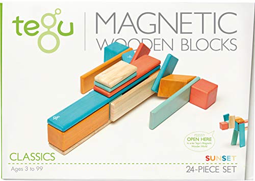 Tegu 24 Stück Magnetisches Holzblock-Set - Sonnenuntergang