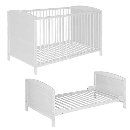 Best For Kids Gitterbett 2 in 1 Patrick 70x140 cm mit Matratze 10 cm Juniorbett Kinderbett Babybett in Zwei Farben (Weiß)