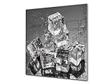 Aufkantung aus Hartglas - Glasrückwand - Rückwand für Küche und Bad BS18 Serie Eiswürfel: Ice Cubes Gray 1