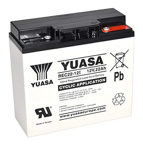 Yuasa Blei Akku 12V 22Ah AGM Batterie ersetzt 17Ah 18Ah 19Ah 23Ah Zyklentyp AGM -Deep Cycle VRLA Schraubanschluss M5
