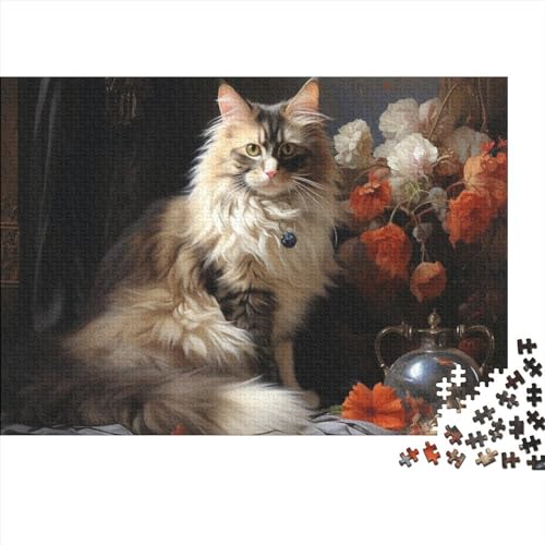 Ragdoll-Katze mit Blume, 1000 Teile, für Erwachsene, lustiges Puzzle, Bildungsspiel, Dekorationsspielzeug, intellektuelles Spiel, Spielzeug, 1000 Stück (75 x 50 cm)