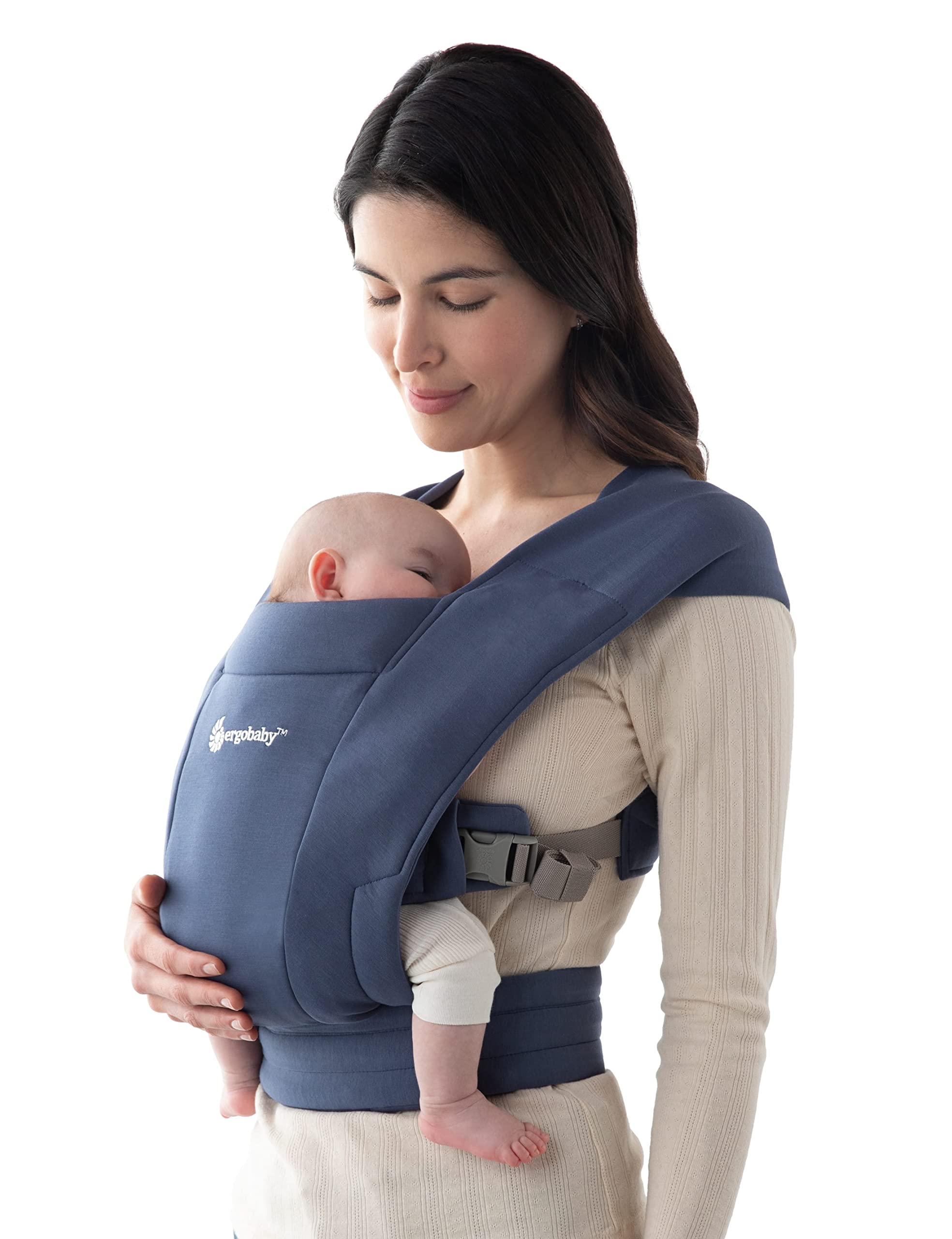 Ergobaby Embrace Babytrage für Neugeborene ab Geburt Extra Weich, Bauchtrage Baby-Tragetasche Ergonomisch, Soft Navy