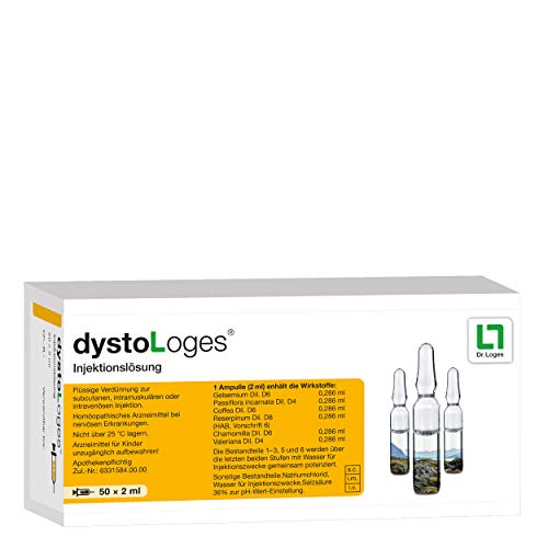 dystoLoges® Injektionslösung 50 x 2 ml - Unterstützung bei nervösen Störungen - Homöopathisches Arzneimittel gegen nervlich bedingte Beschwerden wie z.B. Unruhe, Schlafstörungen und Reizbarkeit