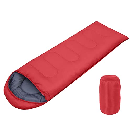 QOR Schlafsack Outdoor für Camping 3-4 Jahreszeiten, Erwachsene Deckenschlafsack Kleines Packmaß Ultraleicht Tragetasche, Weich Dick und Warm für Outdoor Campin(Size:2.4kg(190+30)*75cm,Color:rot)