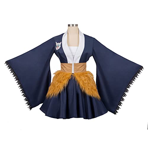 LIVASH Hashibira Inosuke Cosplay Kostüm Kimono Cosplay Outfits Party Kostüme Cosplay Kleidung Für Kinder Erwachsene,Blue-XL