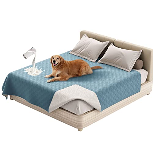 SHUOJIA Waterproof Blanket Dog Bed Cover Non Slip Large Sofa Cover Incontinence Mattress Protectors for Car Pets Dog Cat (52x82in,Light Blue)