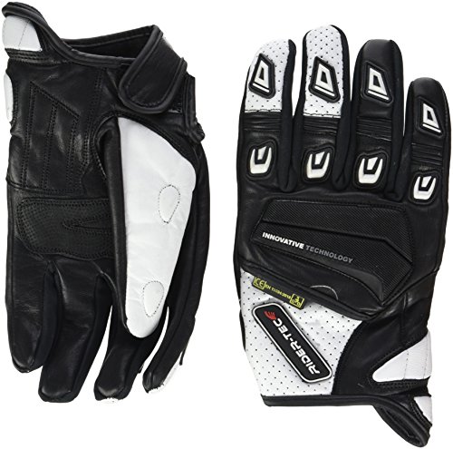 Rider-tec Handschuhe Moto Sommer und Zwischensaison Leder rt4303-bw, schwarz/weiß, Größe L