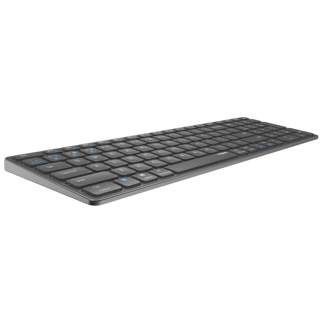 Rapoo E9700M kabellose Tastatur wireless Keyboard flaches Aluminium Design umweltfreundlicher wiederaufladbarer Akku DE-Layout QWERTZ PC & Mac - dark grey