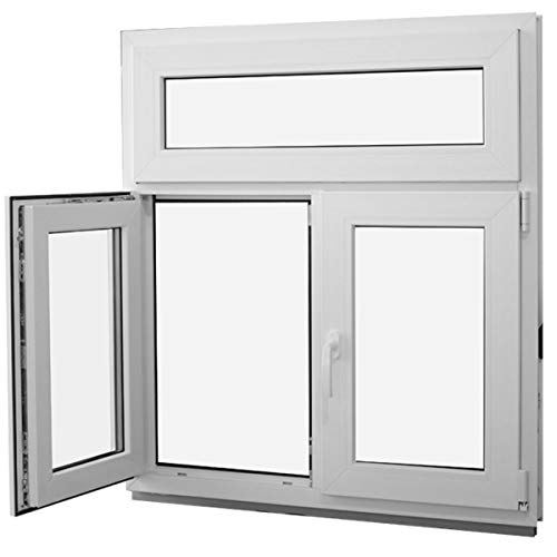 JeCo Stulpfenster Kunststofffenster Oberlicht mit Kippfunktion - 2-Fach-Verglasung 2 flügelig - BxH: 1500x1200mm DIN Links - Sondermaße möglich