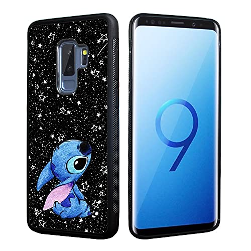 Schutzhülle für Samsung Galaxy S9+ Plus, schwarze Lilo und Stich, rutschfest, Hybrid, Hülle mit Aluminium und Metall, weiche TPU-Hüllen für Samsung Galaxy S9 Plus 15.7 cm (6.2 Zoll) (2018)