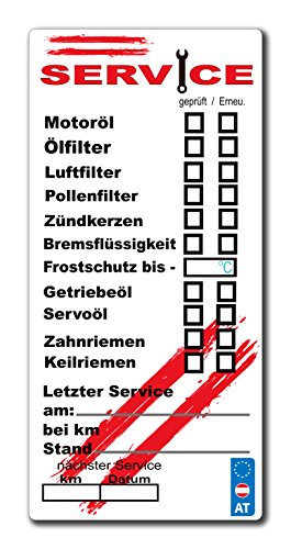 EMBROIDERY KING 108 x Service Aufkleber Inspektion oelwechsel frostschutz Austria Flag Sticker Auto Motorrad Pick Up - 100 x 48 mm
