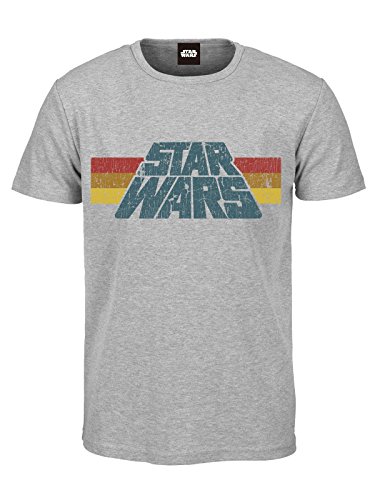 Star Wars T-Shirt mit Vintage Logo 1977 - grau Bedruckt - Baumwolle (S)