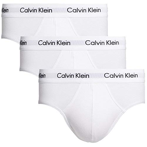 Calvin Klein underwear, Herren Casual Slip 3er Pack HIP BRIEF,Mehrfarbig (White 100), Small