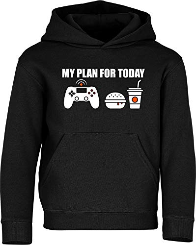 Kinder Pullover: My Plan for Today : Gaming - Hoodie Kapuzenpullover Pulli Gamer Zocken Game PC Konsole Computer-Spiele Video - Geschenk E-Sport Kleidung Junge-n Mädchen Kind Nerd (164-S)