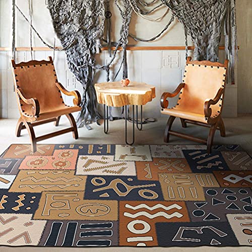 FGDSA Home Decor Teppiche Für Wohnzimmer, Kristall-Samt rutschfeste Teppichbodenmatte, Lichtbeständiger Ethnischer Indischer Teppich Für Schlafzimmer Küche Sofaboden Sofa