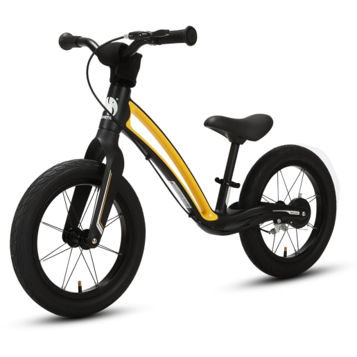 elvent® BalanceGo Kinder Sport Laufrad Lernlaufrad 14 Zoll für Asphalt Gelände, für Mädchen Jungen ab 3 Jahren, Luftreifen, Bremse, Qualität Magnesiumrahmen, Sattel höhenverstellbar (Schwefelgelb)