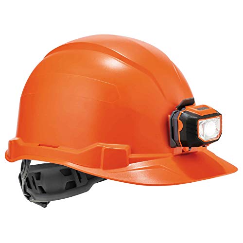 Ergodyne Skullerz 8970LED Schutzhelm mit Licht, Kappen-Stil, Ratschenfederung, Klasse E, Orange