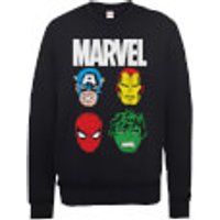 Marvel Comics Main Character Faces Männer Sweatshirt - Schwarz - M - Schwarz