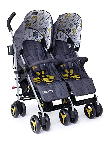 Cosatto Supa Dupa Double/Twin Stroller – Pushchair from Birth, Lightweight, Compact Fold, Fika Forest