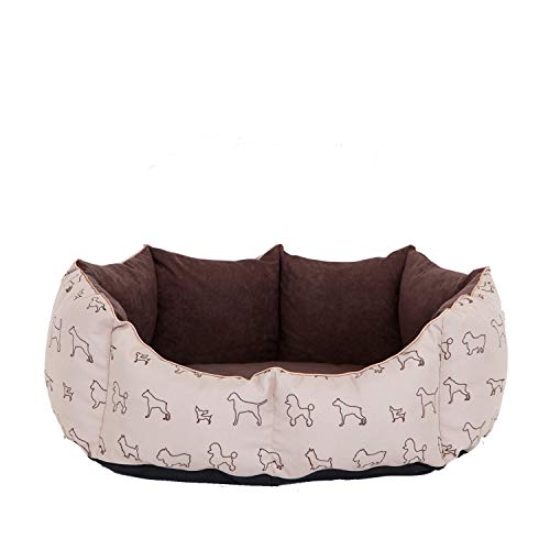 millybo New York Hundebett Hunde Bett Schaumstoffbett Hundesofa Ruheplatz (M (50 x 40 cm), Beige mit Hüdchen)