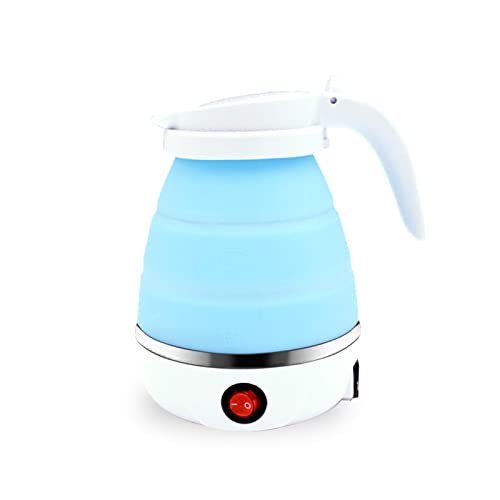 Elektrischer Reise-Wasserkocher Mini Faltbar 800W Multifunktions Silikon Tragbarer Hochtemperaturbeständiger Heim-Reisewasserkocher (Color : Blue, Plug Type : Style 3)