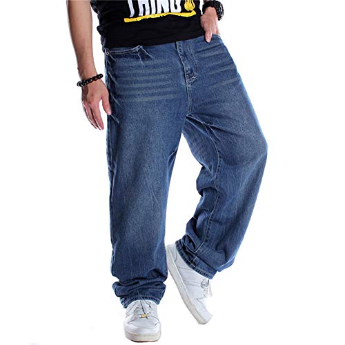 LUOBANIU Herren Baggy Jeans Hip Hop Jeans Loose Fit 90er Vintage Cargo Pants Baggy Fit Fashion Dance Skater Skateboard Hosen, 102 Blau, 46
