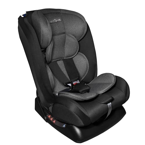 KidsZone Kindersitz für Autos - Kinderautositz mit Einstellbare Kopfstütze, 5 Punkt Sicherheitsgurt, Autositz für Gruppe 0+/1/2/3 (0-36 kg) Grau