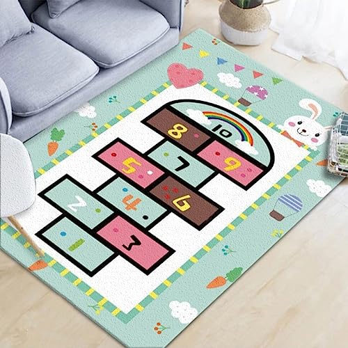 UE-MAOLU Kinderspielteppiche, Rutschfester Teppich im Hopscotch-Design, weicher Kinderteppichboden, der Krabbelspiele spielt, rechteckige Matte, Heimdekoration (Color : B, Size : 120 * 160cm)
