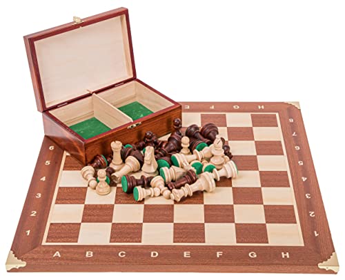 Square - Pro Schach Set Nr. 6 - Frankreich - Schachbrett + Schachfiguren Staunton 6 + Kasten - Schachspiel aus Holz