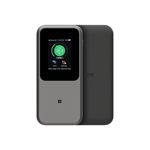 ZTE MU5120 - der leistungsstärkste tragbare 5G WiFi Hotspot, riesiger 1000mAh Akku, 18W Rückladung, NFC, 2,4 Zoll Touchscreen, verbindet 32 Geräte - SIM-Slot Unlocked