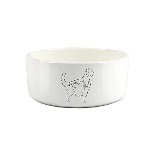 Golden Retriever Futternapf für Hunde, groß, feine Linienzeichnung, Keramik, Weiß