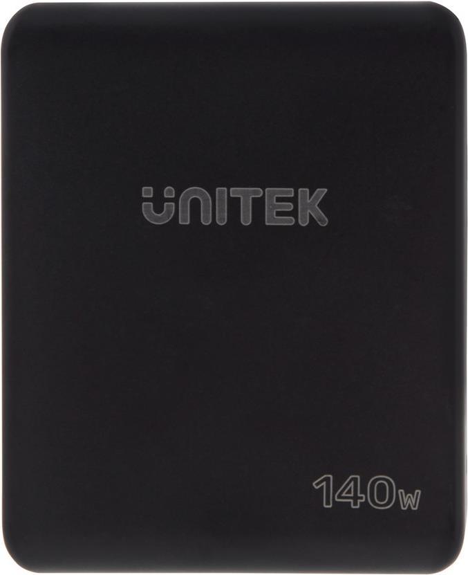 Unitek GaN 3 Port 140W Ladegerät | P1115A | 2 x USB-C 140 W | 1 x USB-A 18 W | MacBook Kompatibilität | Power Delivery 3.1 | Quick Charge 3.0-18 W | Farbe: schwarz