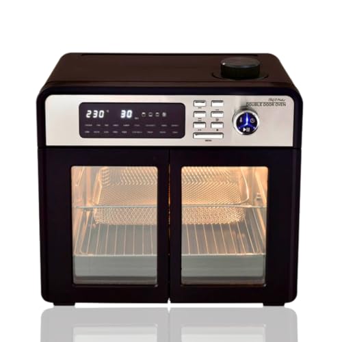 CHEF -O- MATIC Double Door Ofen, 28 l, Doppeltür, 18 Programme, 1700 W, Innengrill, Toaster, Drehspieß, Lebensmittelentwässerer, LCD-Bildschirm