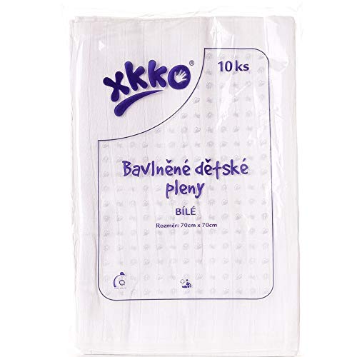 XKKO - Classic Musselintücher (Baumwollwindeln) - Größe 70x70 / Weiss (10 Stück)