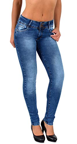 ESRA Damen Skinny Jeans High Waist Hochbund Jeanshosen große Größen # S500