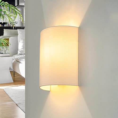 Wandleuchte Loft im modern Stil weiß Stoffschirm 1x E27 bis max. 60W 230V Wandlampe innen kompakt Beleuchtung Wohnzimmer Schlafzimmer
