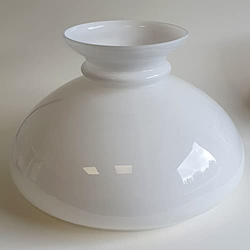 Vesta Schirm für Lampen, Höhe 19,5cm, Ersatz Lampenschirm aus Glas, Glasschirm für Petroleumleuchten, Laternen, Leuchten, Opalglas, Weiß